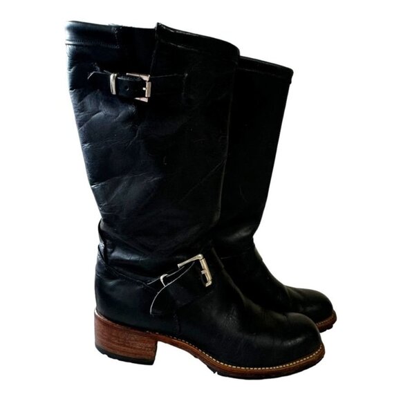 Code West Black Leather Engineer Boots Size & - Picture 1 of 9